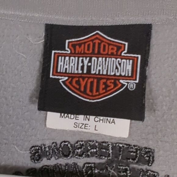Harley Davidson‎ Track Jacket Mens Large Gray 3 Stripes Raglan Sleeve Full Zip - Picture 7 of 13